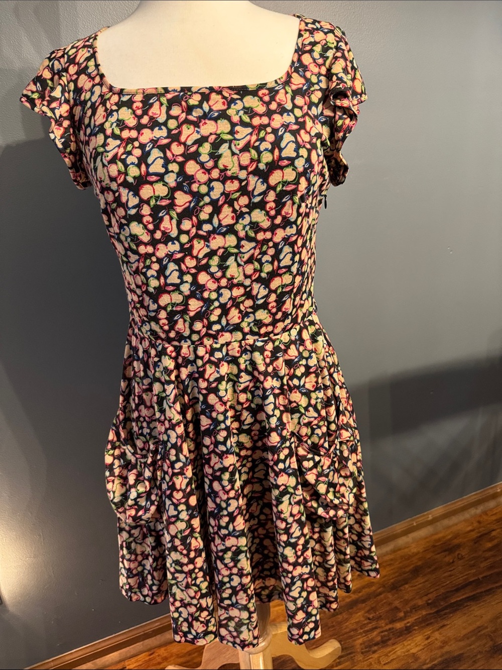 MNG Scoop Neck Lined Fit-and-Flare Dress